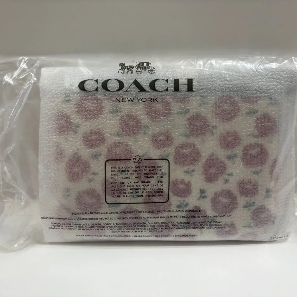 Coach Corner Zip Wristlet Bag W/ Red Floral Print- Designer - NWT - Picture 7 of 7